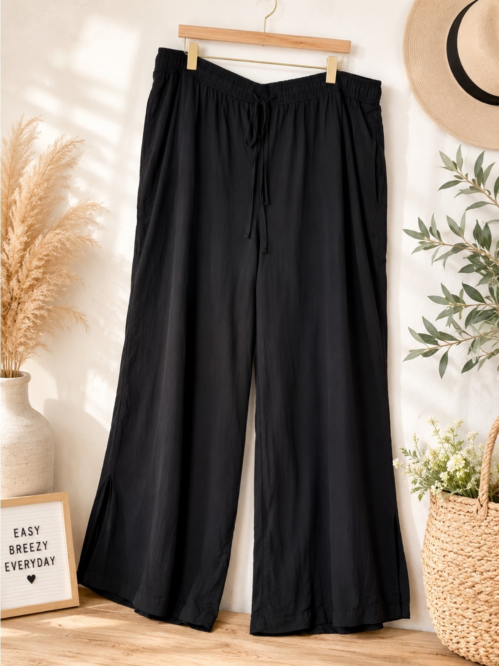 torrid Black Wide-Leg Drawstring Palazzo Pants